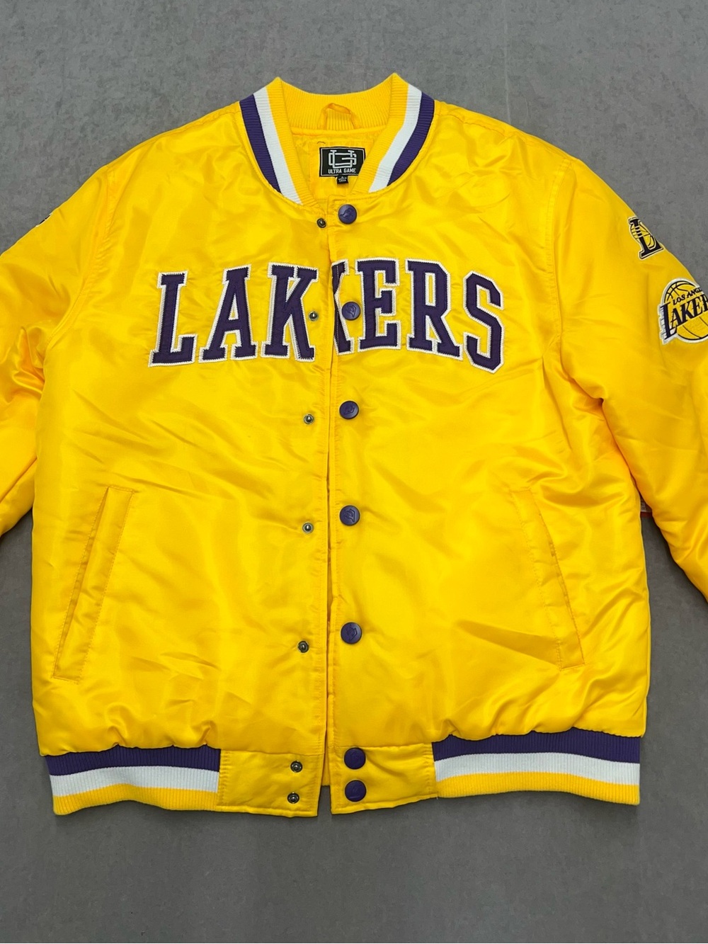 NBA Lakers Youth Puffer Jacket - Yellow with Purple Trim
